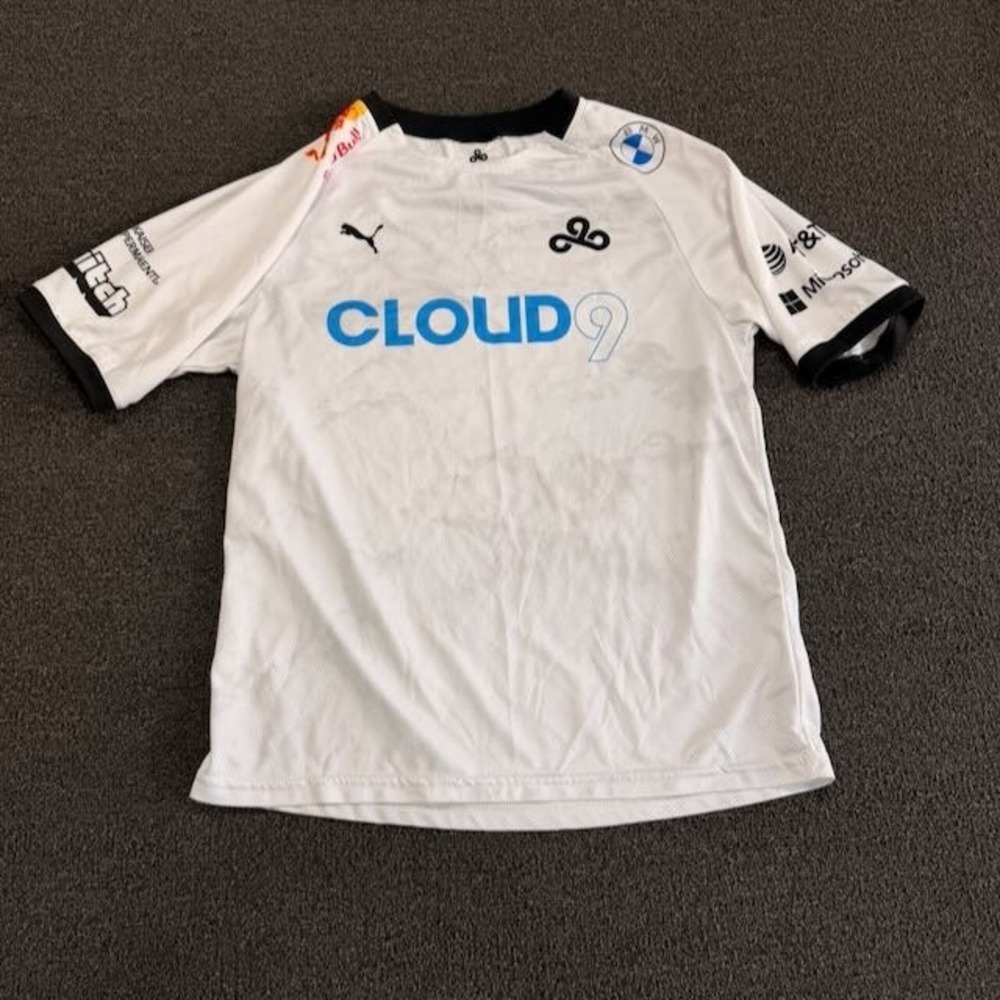 Puma Cloud9 Mens Esports Jersey White Blue Logo Sponsors Size L